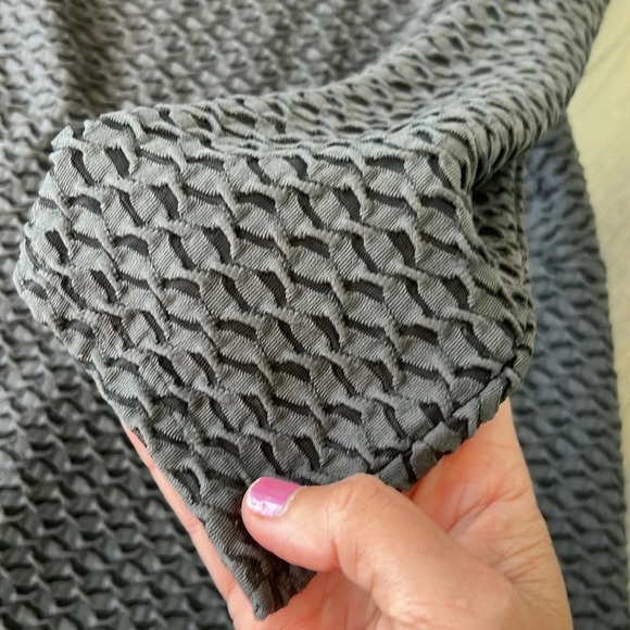 eci New York Charcoal Gray stretch mesh dress Knee Length Long Sleeve sz 10 - Picture 4 of 10